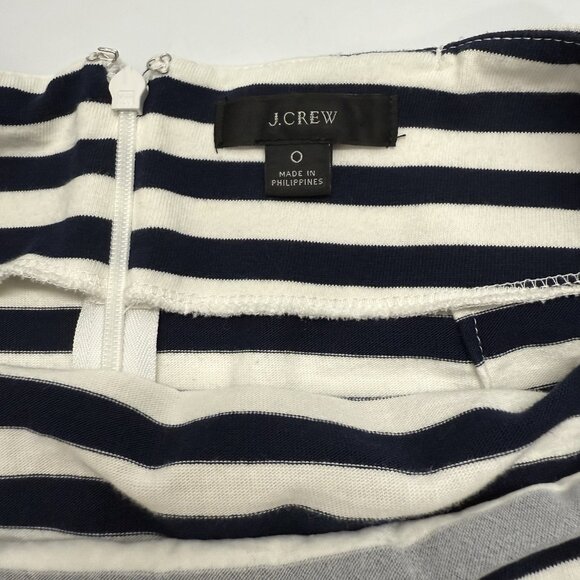 J. Crew Cotton Stretch Pencil Skirt Size 0 Navy Blue Striped Nautical Preppy‎ - Picture 9 of 15